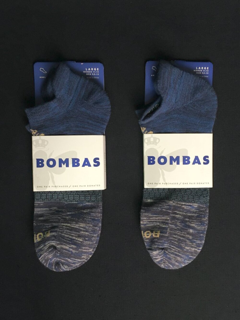 BOMBAS 2 Pairs Men's Cotton Originals Cushioned Ankle Socks LARGE NWT